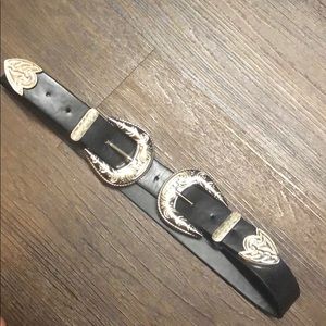 🆕 Black Double-Buckle Belt (Silver) 🖤
